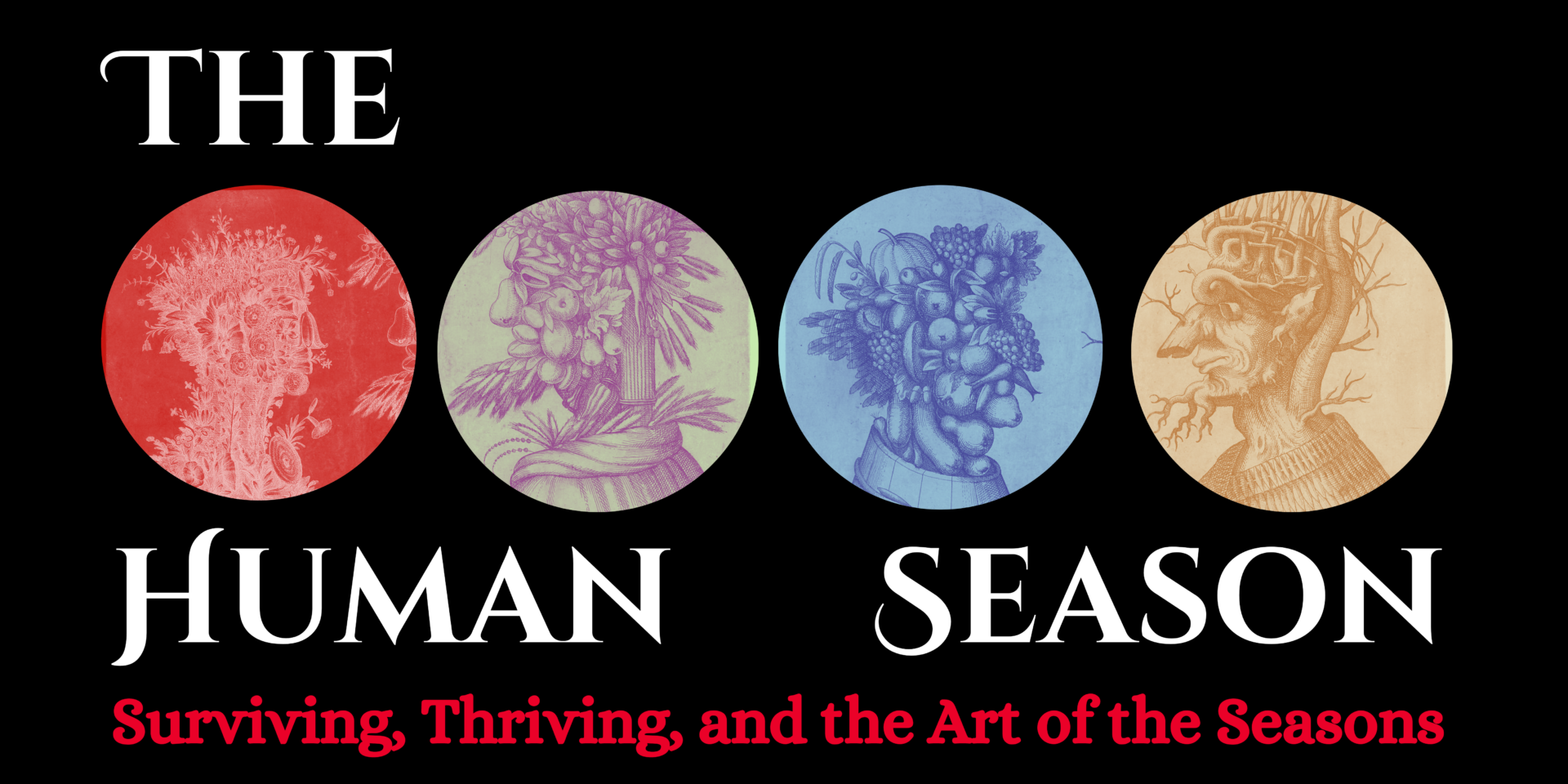 Text on the graphic reads 'The Human Season: Surviving, Thriving, and the Art of the Seasons'. The graphic contains the logo for the Met Museum and four images, the credit for which is 
61.658.2
&

2015:13
Anonymous, Italian, 16th to early 17th century Italia
Inspired by Giuseppe Arcimboldo (1527?–1593)
ca. 1580–1620